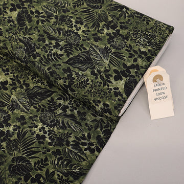 Dressmaking Viscose - Green - Busy Garden