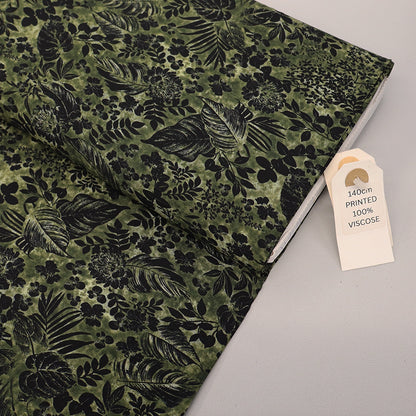 Dressmaking Viscose - Green - Busy Garden