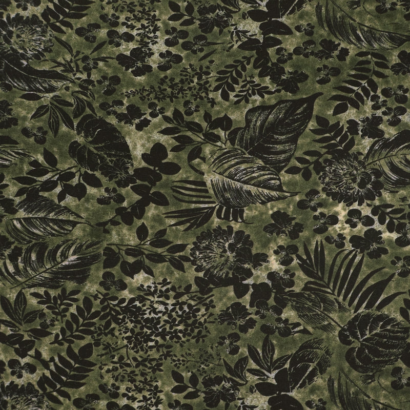 Dressmaking Viscose - Green - Busy Garden