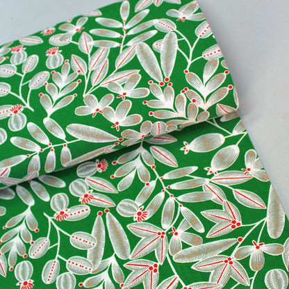 Green Leaf Print 100% Viscose Dressmaking Fabric