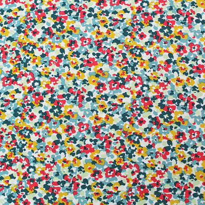 Green and Red Floral Viscose Fabric