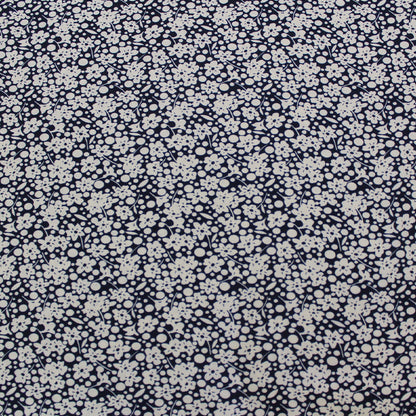 Navy Floral 100% Viscose Fabric