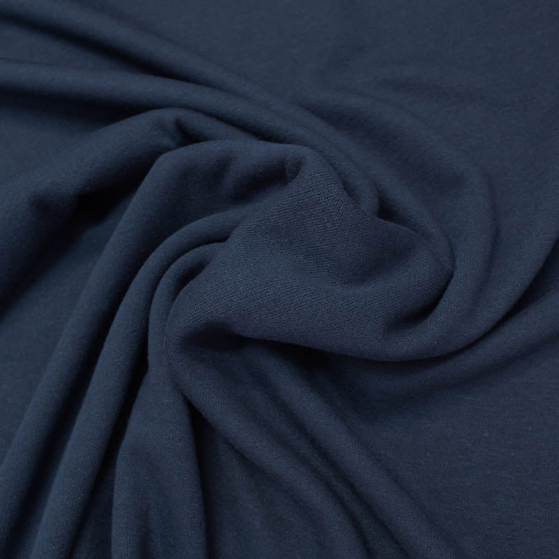 42% Viscose 39% Polyester 19% Polyamide  Dark Blue Viscose Double Knit Fabric