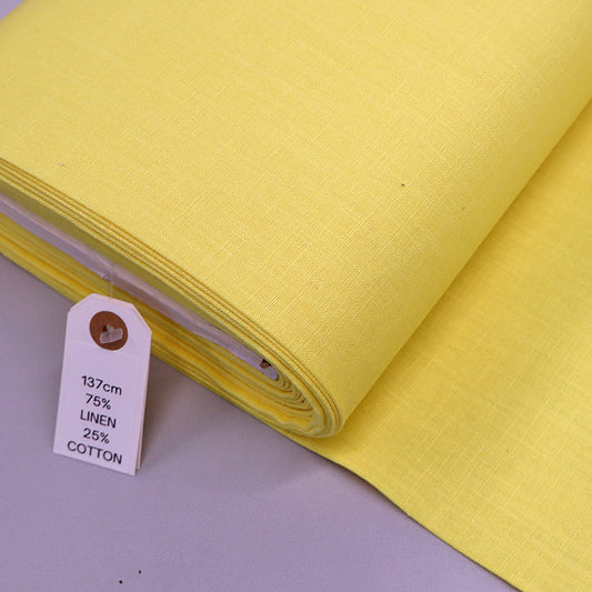 75% Linen 25% Cotton Yellow Linen Dressmaking Fabric