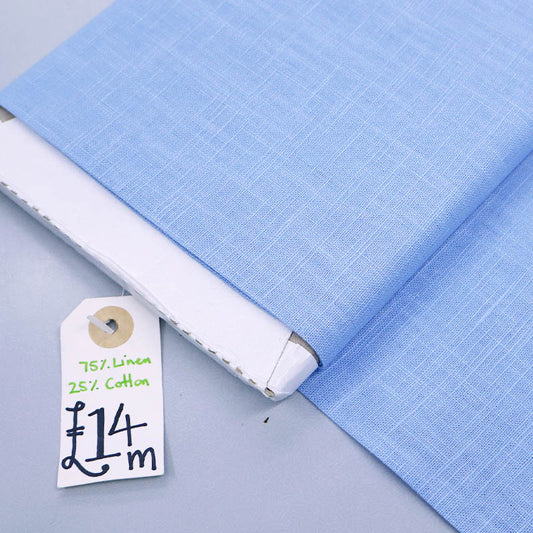 75% Cotton 25% Linen Sky Blue Linen Blend Fabric