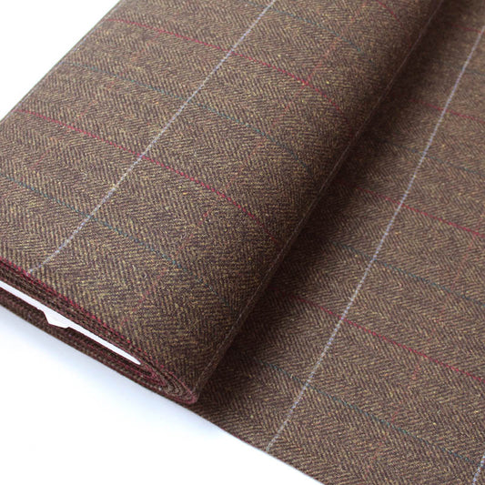 Brown Check 100% Wool Fabric