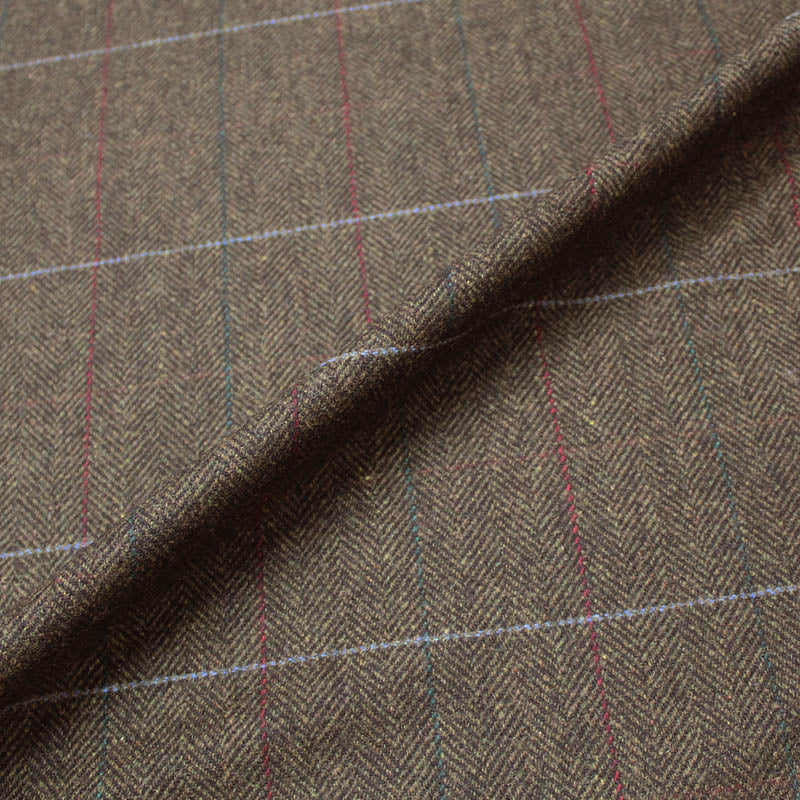 Brown Check 100% Wool Fabric