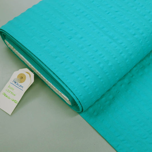 Dressmaking Cotton Seersucker - Aqua