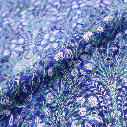Blue Floral 100% Cotton Lawn Fabric