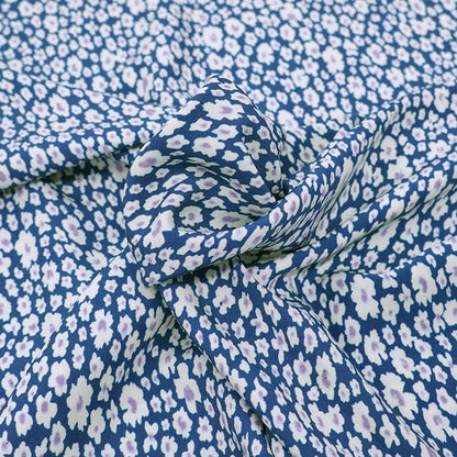 100% Viscose Blue and White Floral Viscose Fabric