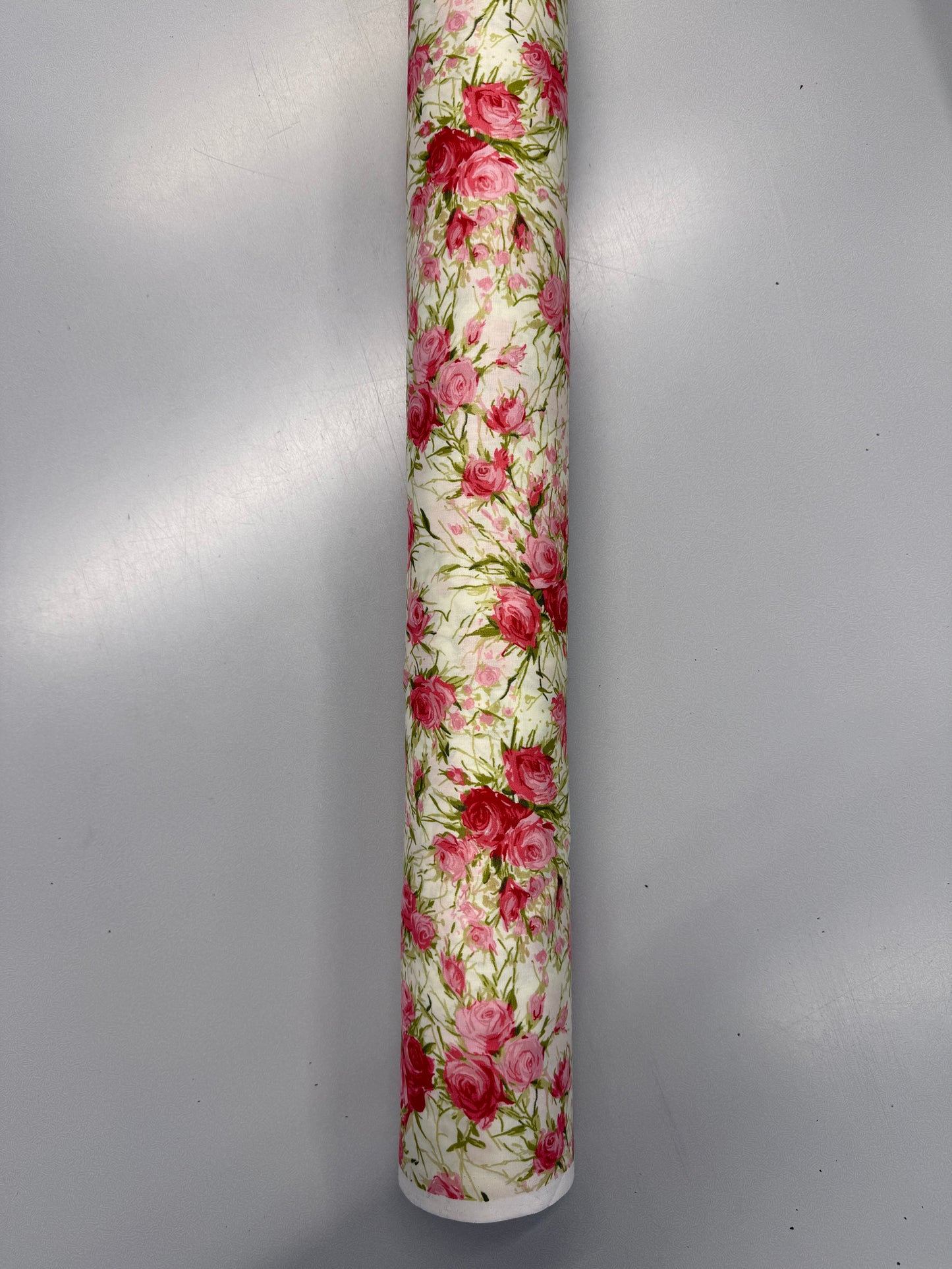 Cotton Poplin - Cream and Pink - Gothic Rose