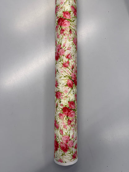 Cotton Poplin - Cream and Pink - Gothic Rose