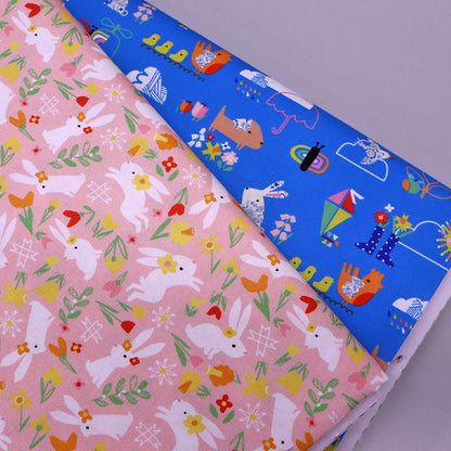 Novelty Printed Cotton - Blue - Easter Weekend