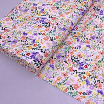 100% Viscose Fabric - Lilac, Pink and White Floral