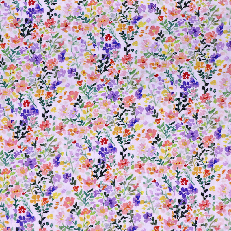 100% Viscose Fabric - Lilac, Pink and White Floral