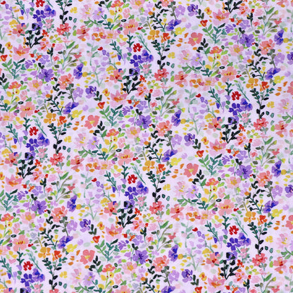 100% Viscose Fabric - Lilac, Pink and White Floral