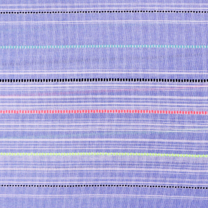 90% Cotton 10% Polyester Embroidered Blue Striped Cotton Fabric