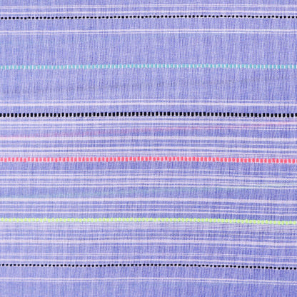 90% Cotton 10% Polyester Embroidered Blue Striped Cotton Fabric