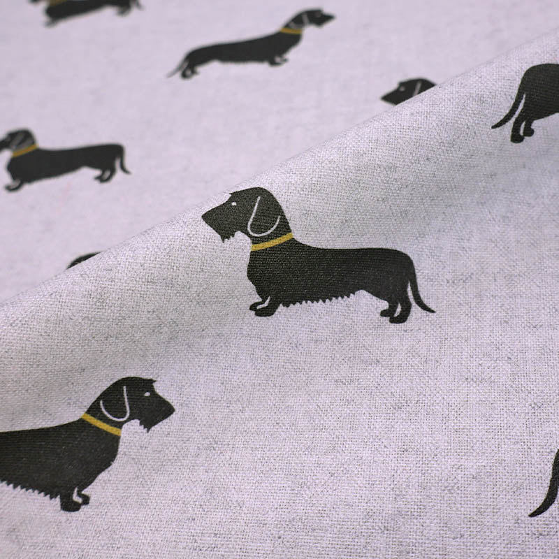 100% Cotton Emily Bond Fabric - Grey Dachshund