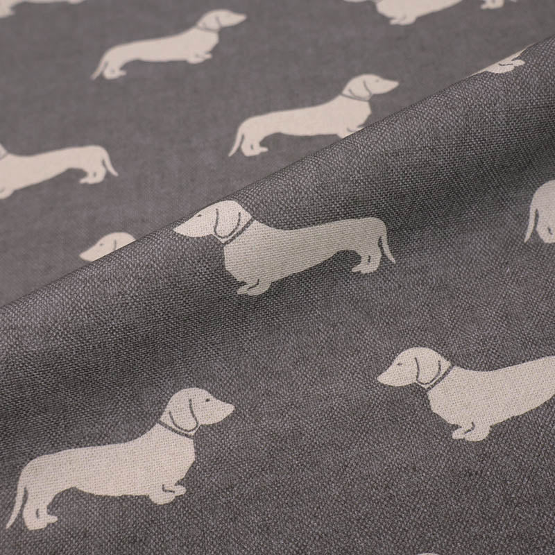 100% Cotton Emily Bond Fabric - Dark Grey Dachshund Print