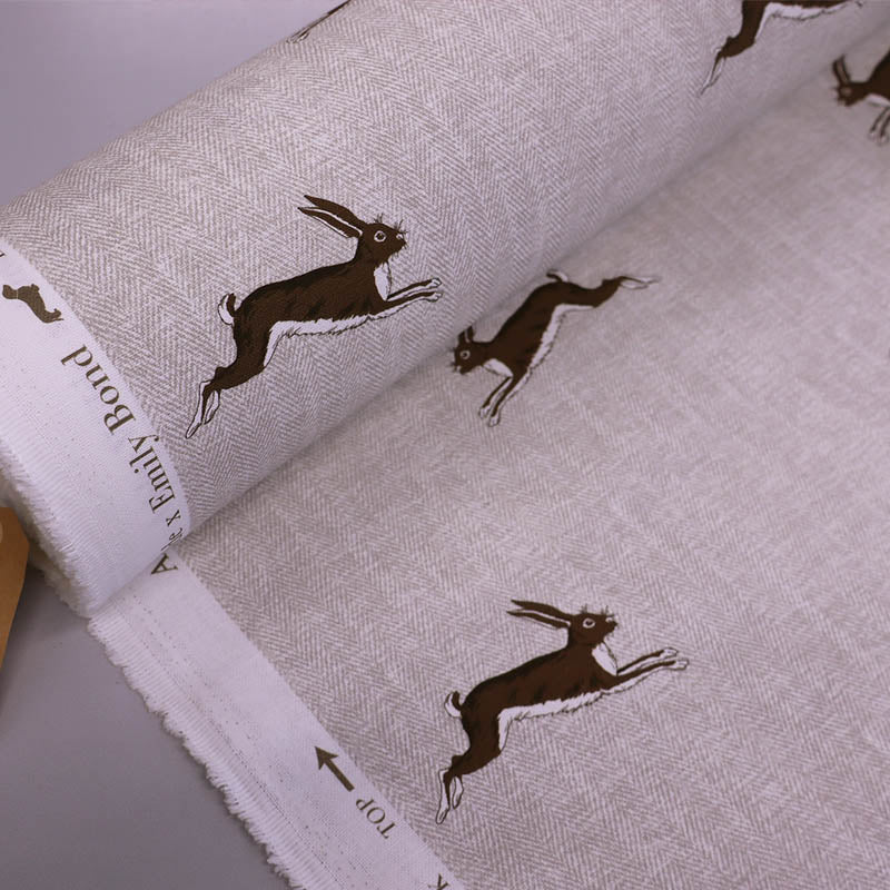 100% Cotton Emily Bond Fabric - Brown Hare Print