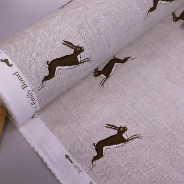 100% Cotton Emily Bond Fabric - Brown Hare Print