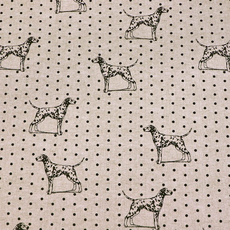 100% Cotton Linen Look Emily Bond Fabric - Natural Dalmatian Spotted Print