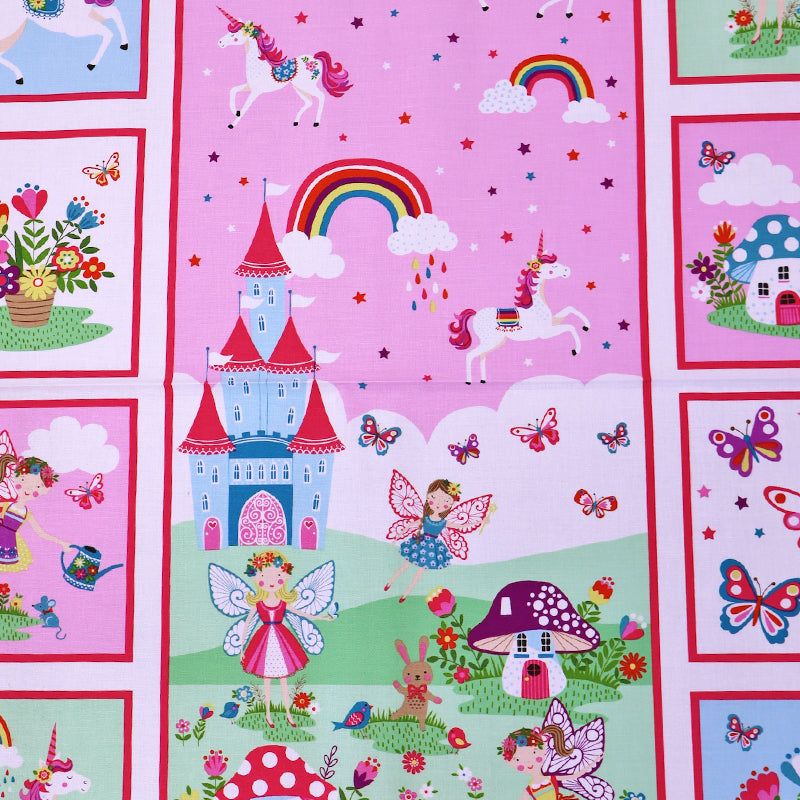 Children's Pink Fairy Design Quilt panel