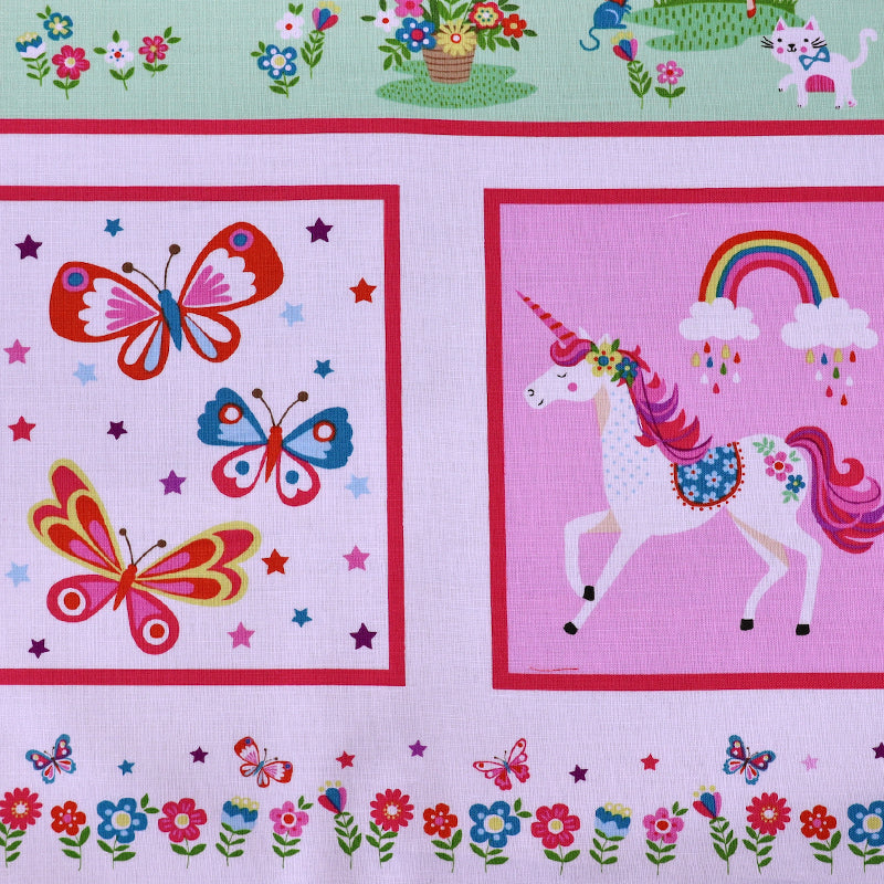 Children's Pink Fairy Design Quilt panel