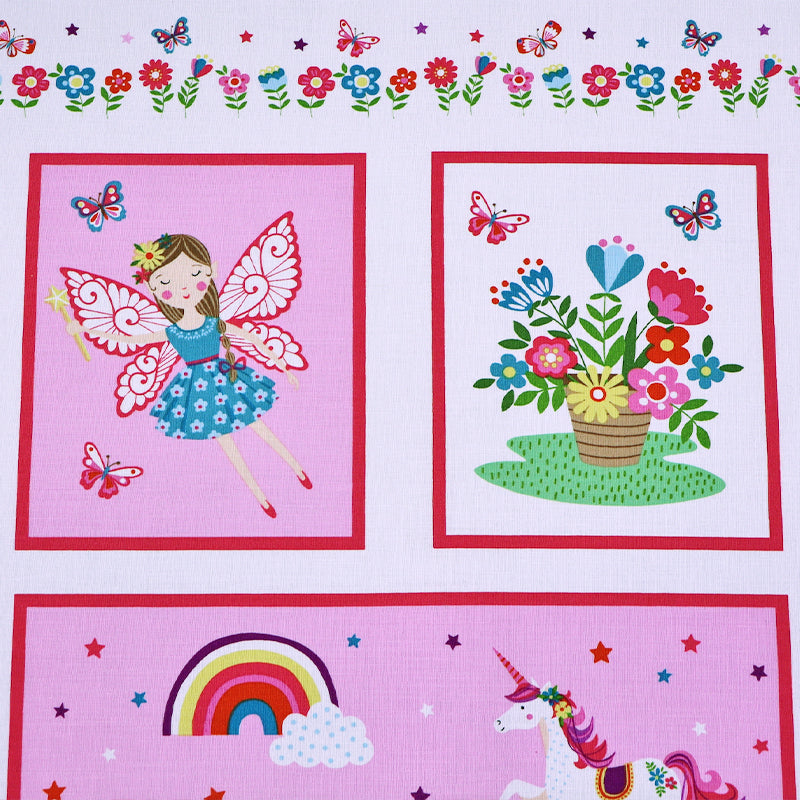 Children's Pink Fairy Design Quilt panel