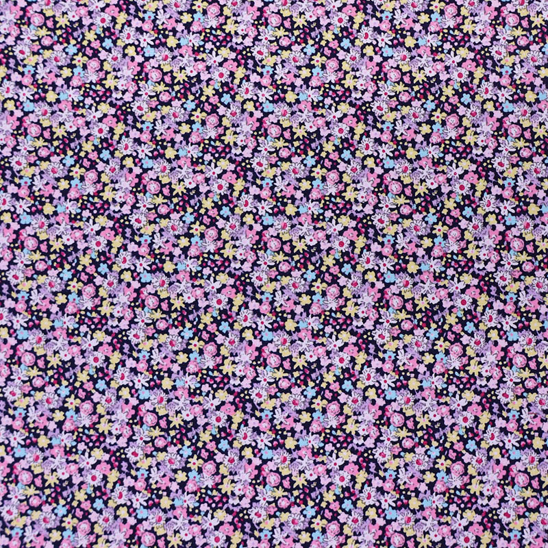 100% Cotton Navy Blue and Pink Floral Cotton Fabric