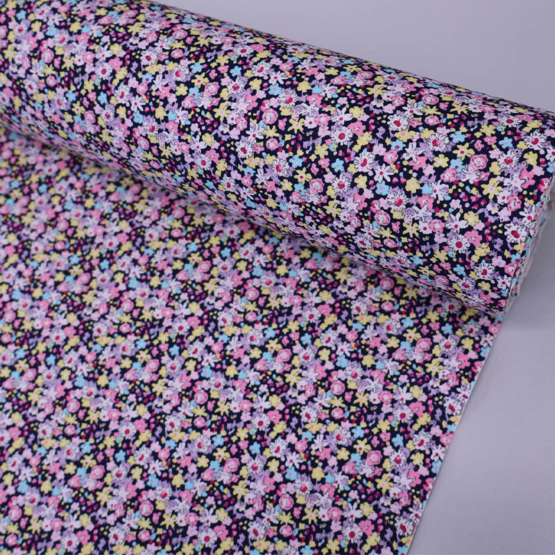 100% Cotton Navy Blue and Pink Floral Cotton Fabric