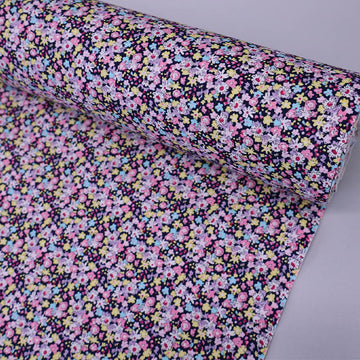 100% Cotton Navy Blue and Pink Floral Cotton Fabric