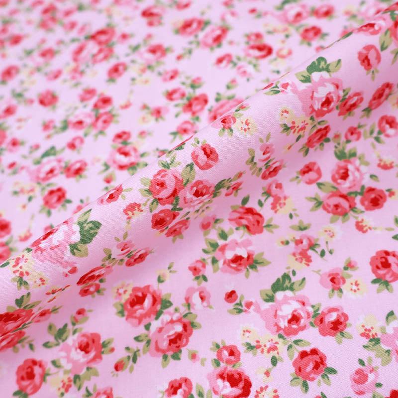 100% CottonPale Pink Floral Cotton Fabric Pink Rose Print