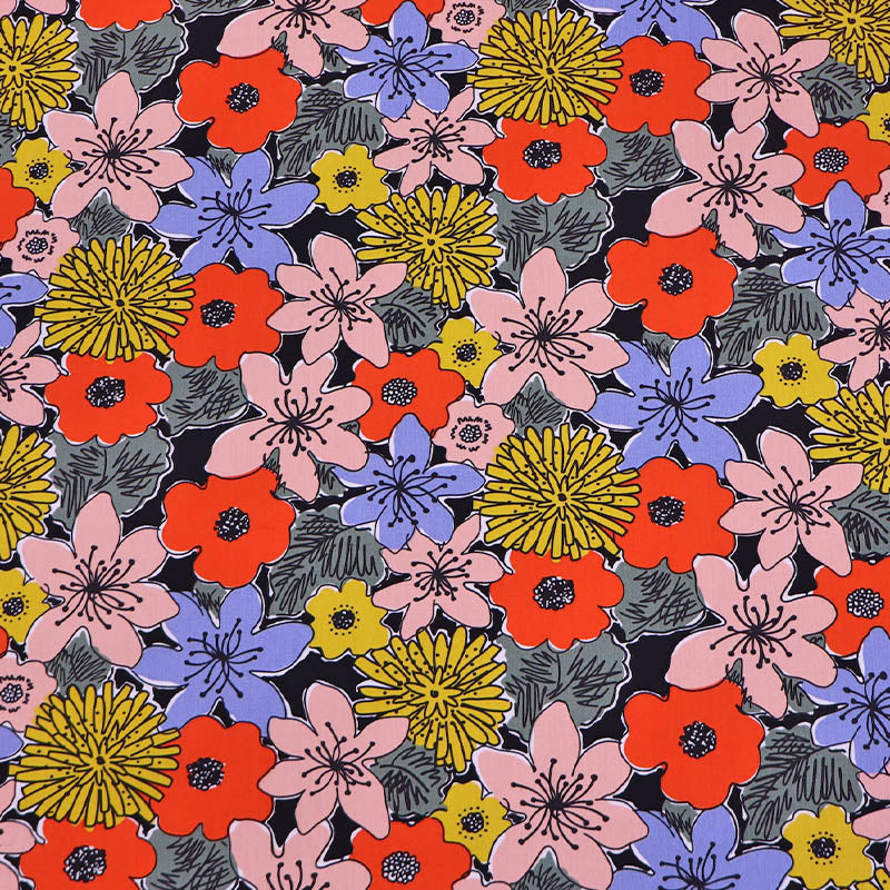 100% Cotton Multicolour Floral Poplin Fabric