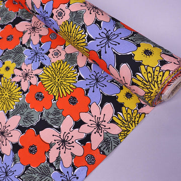 100% Cotton Multicolour Floral Poplin Fabric