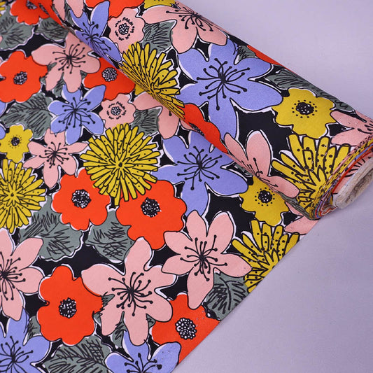 100% Cotton Multicolour Floral Poplin Fabric