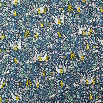 Blue Floral Printed Fabric Foxglove 