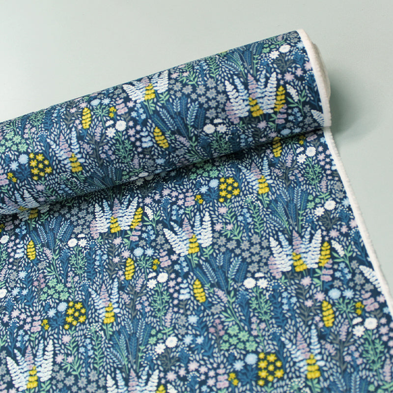 Blue Floral Printed Fabric Foxglove 