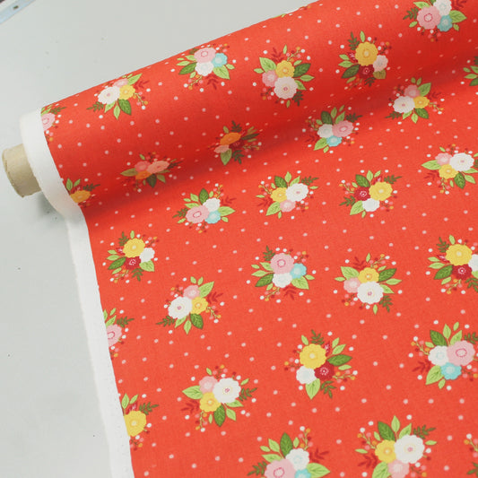 ORANGE FLORAL COTTON FABRIC
