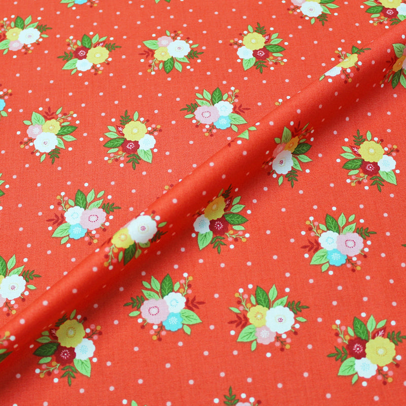 ORANGE FLORAL COTTON FABRIC