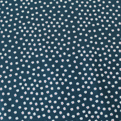 Petrol Blue Daisy Print floral cotton dressmaking fabric