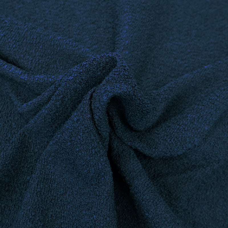 94% Polyester 6% Cotton Furnishing Boucle Fabric - Navy Blue