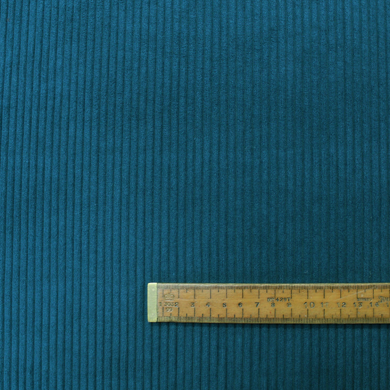 100% Polyester   Kingfisher Blue Brushed Back Corduroy Fabric