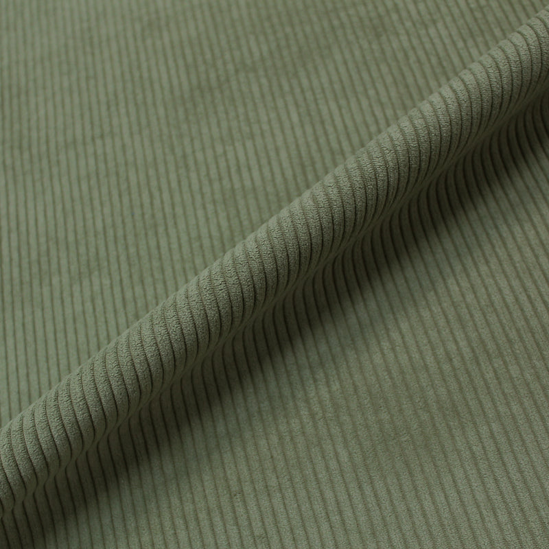  100% Polyester  Khaki Green Brushed Back Corduroy Fabric