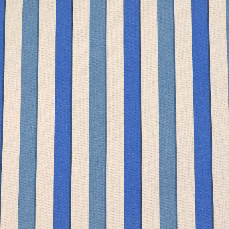 100% Cotton Two Tone Blue and Cream Stripe Furnishing Fabric