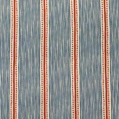 Furnishing Brushed Panama - Stripes and Dots - Blue and Red