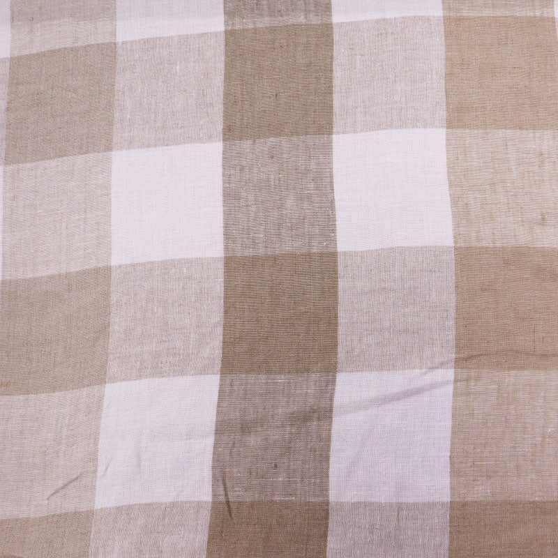 100% Linen Linen Check Furnishing Fabric - Beige and Cream