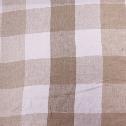 100% Linen Linen Check Furnishing Fabric - Beige and Cream
