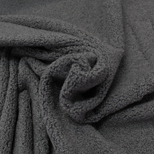 100% Polyester Premium  Charcoal Grey Furnishing Bouclé Fabric